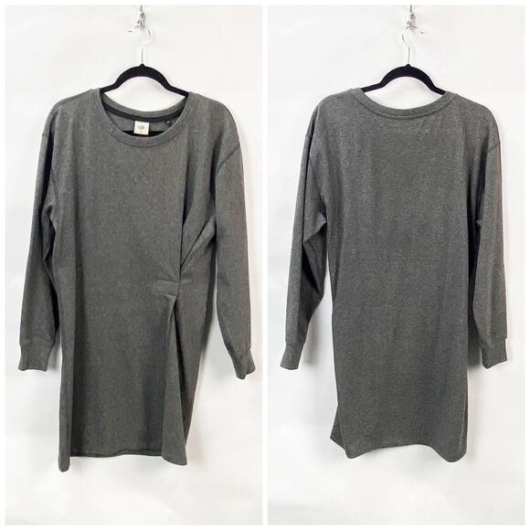 CAbi Medium Womens Heather Gray Gathered Put On Long Sleeve Sweater Dress - Picture 1 of 6